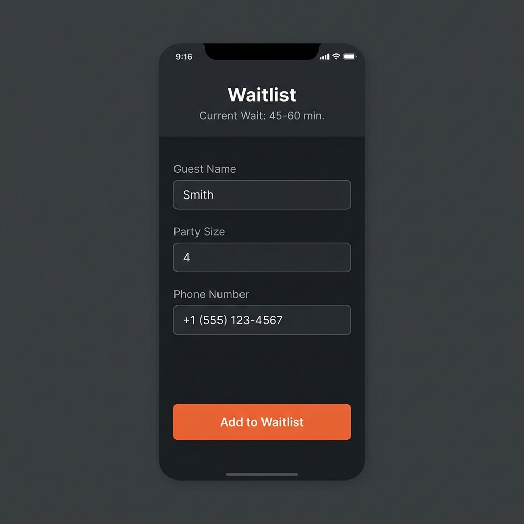 Shokken app showing the add to waitlist form