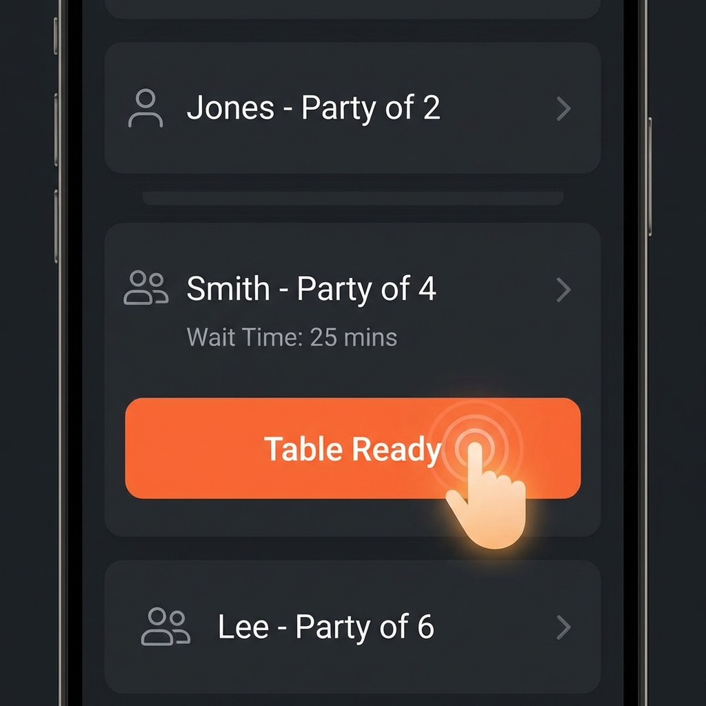Shokken app showing the table ready button